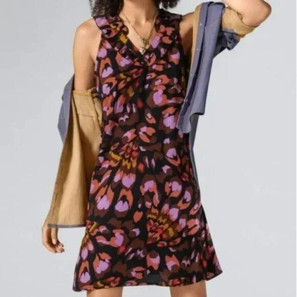 Cabi Monarch A-Line Dress Pattern V-Neck Mini Ruffled Sleeveless Size S - Picture 1 of 11